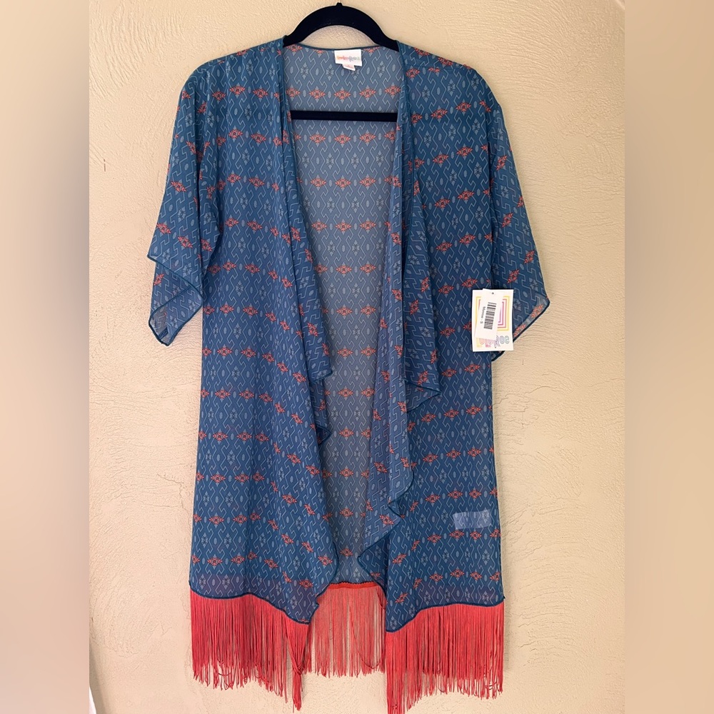 LulaRoe New NWT Monroe 0401 Fringe Kimono so cute!!